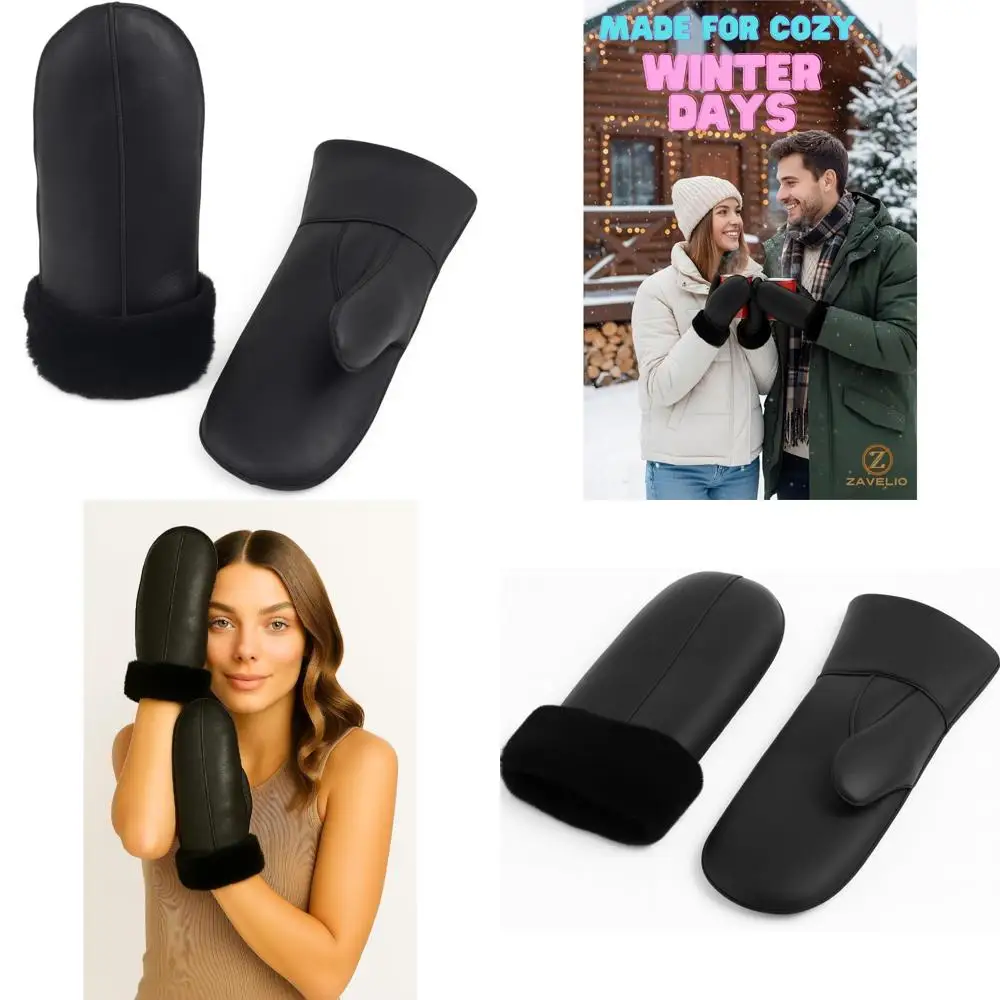 

Premium Shearling Leather Mittens for Women - LWG Certified, Warm and Comfortable for Cold Winter Weather