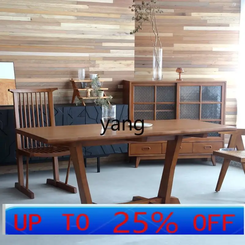 

LTT teak pure solid wood dining table retro style thickened rectangular small apartment living room