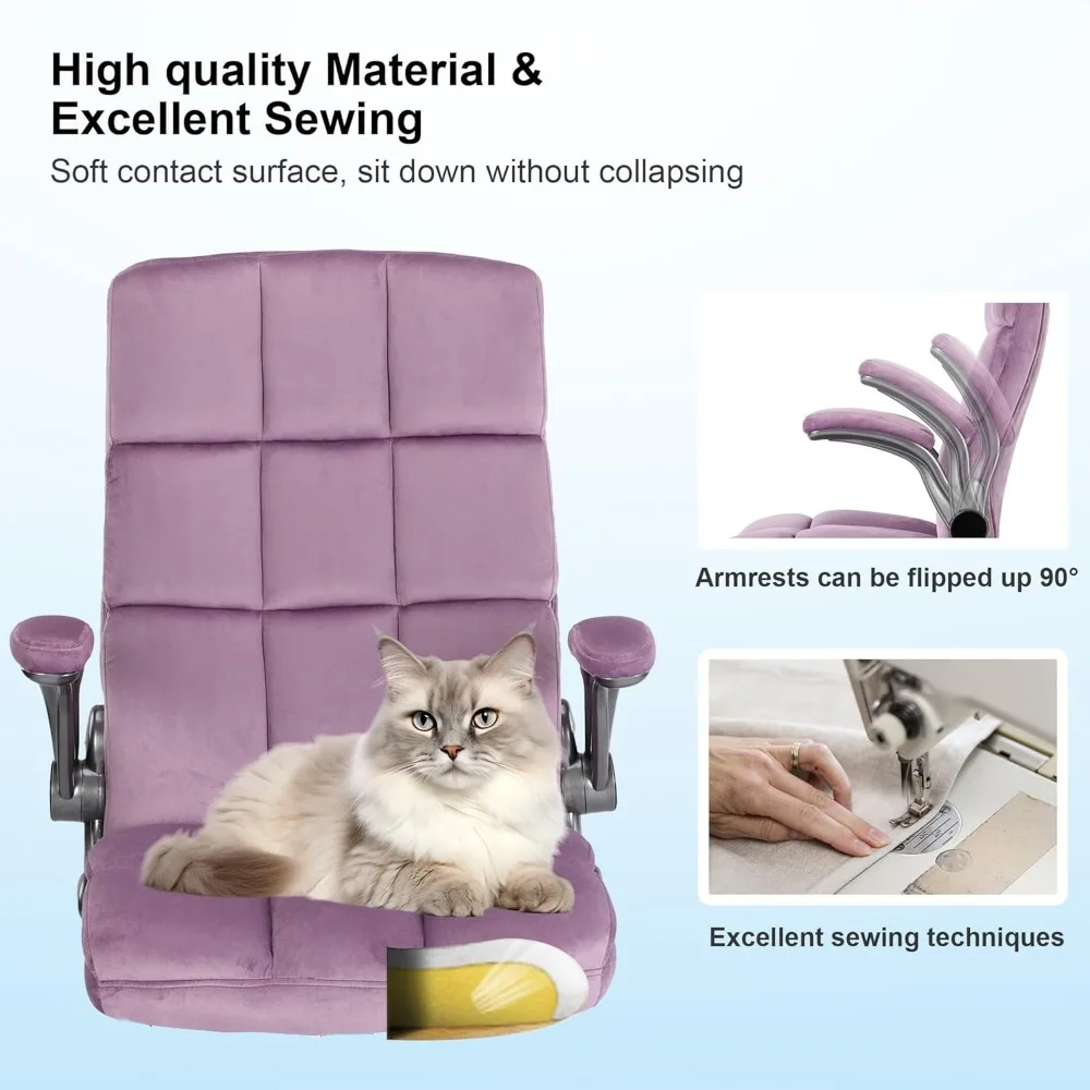 كراسي مكتب تنفيذية مع مساند للذراعين قابلة للطي، كرسي مكتب مريح من القماش على عجلات للنساء، ارتفاع قابل للتعديل، مكتب منزلي #5