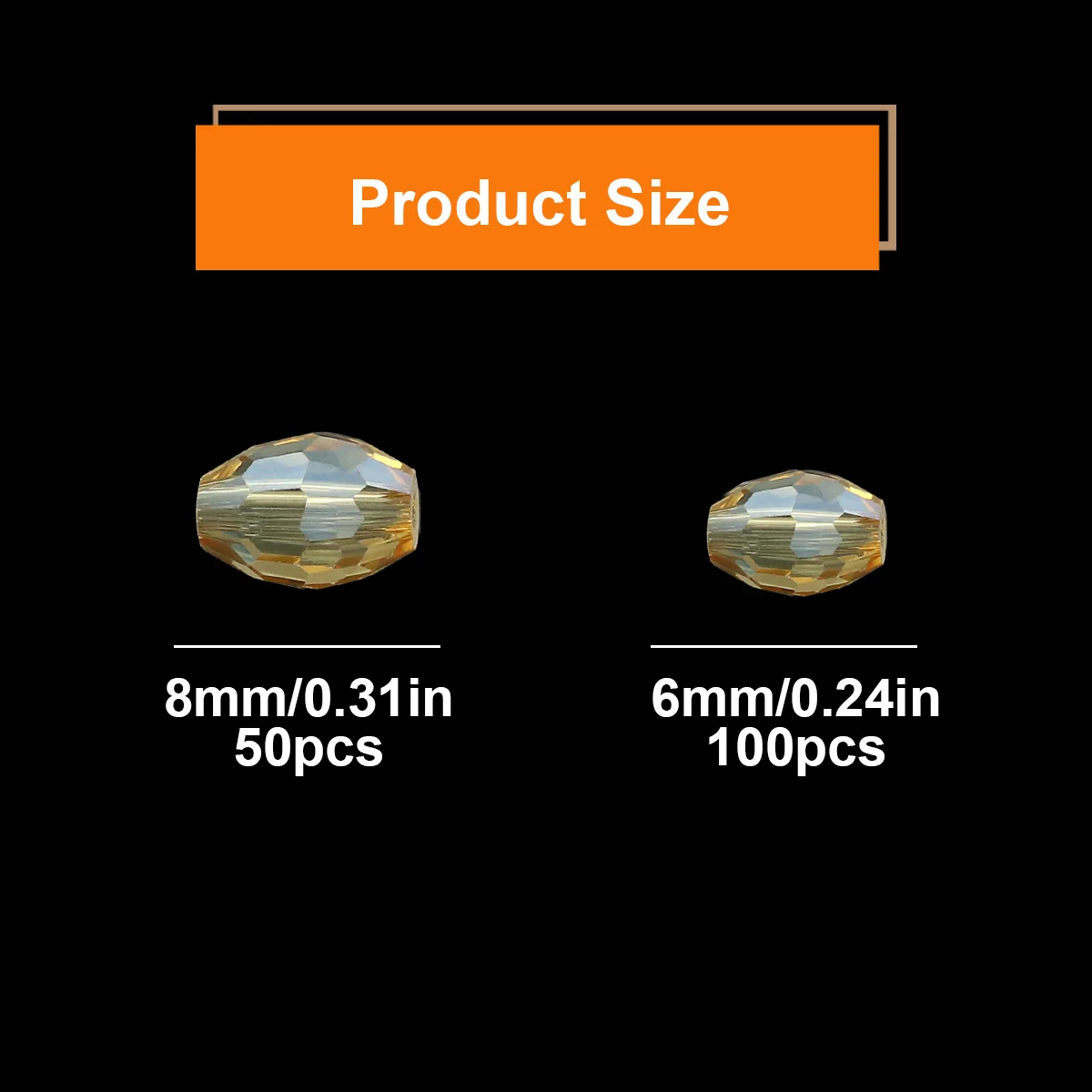 Gold Champagne Color 100-50pcs Rice Shaped Austrian Crystal Oval Round Loose Spacer Beads For Jewelry Making DIY 4x6/6x8mm image 6