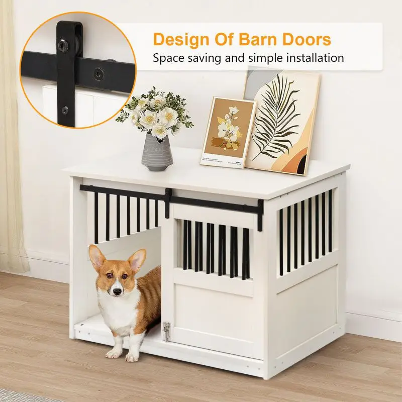 Furniture Style Dog Crate End Table Wooden Dog Kennel With Double Doors dog house