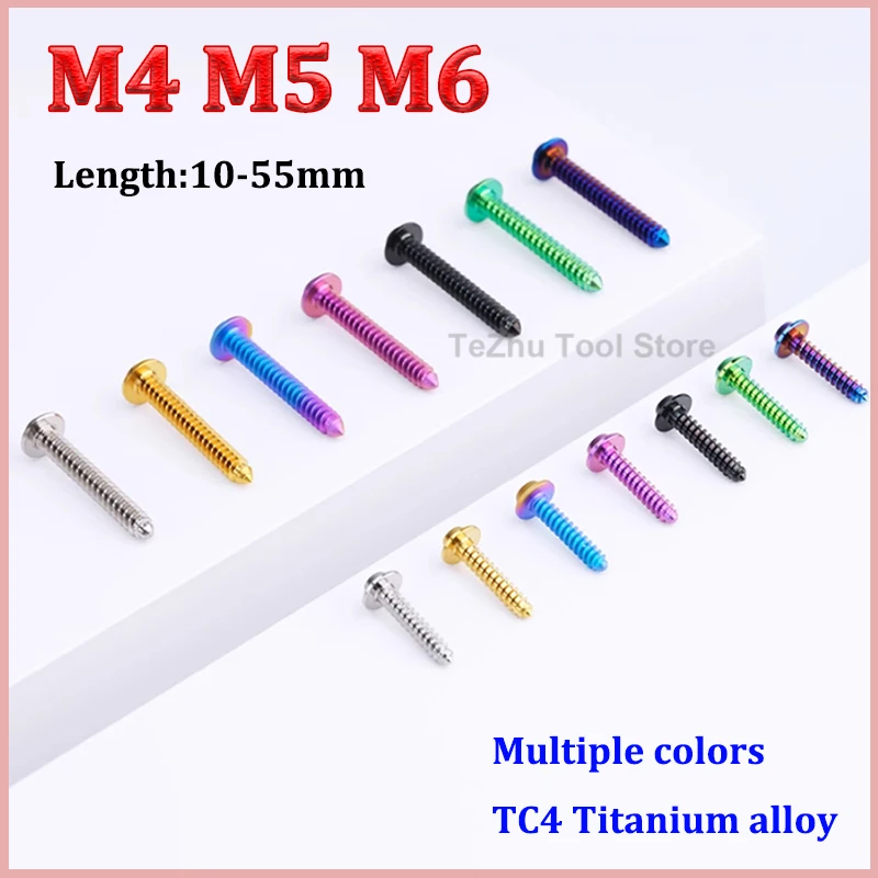 

1pc Titanium Screw M4 M5 M6 x 10 12 14 16 20 25 30 35 40 55mm Self-Tapping Button Torx Screw for Motorcycle Bike Shell Screws