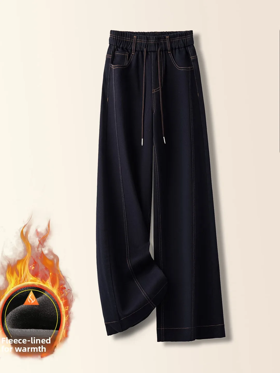 

Женские джинсовые широкие брюки с высокой талией на подкладке, свободные зимние теплые брюки прямого кроя, повседневные прямые джинсы