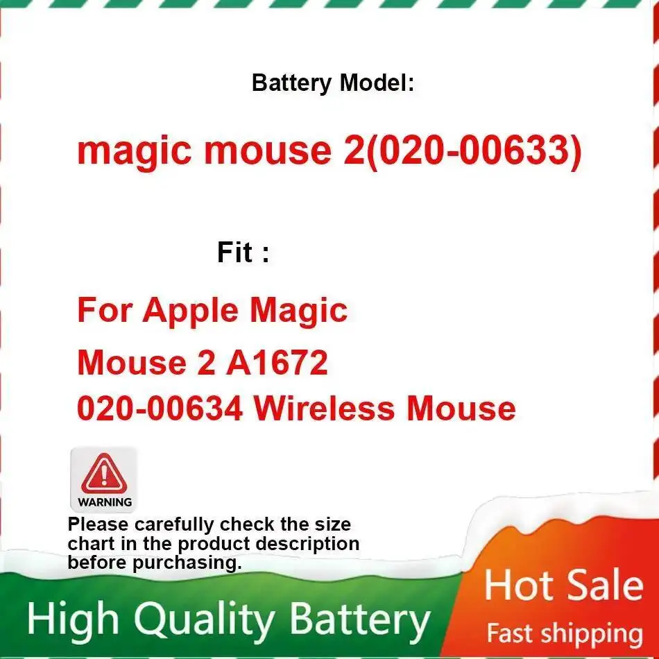 1956mAh High Capacity Battery for Apple Magic Mouse 2 Wireless 020-00634 020-00633 Portable Batteries Warranty A1672 A1657