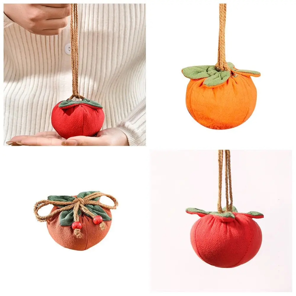 

Coin Purse Persimmon Blessing Bag Lucky Pouch Hanfu Decoration Chinese Style Sachet Cotton Linen Small Item Bag Jewelry Bags
