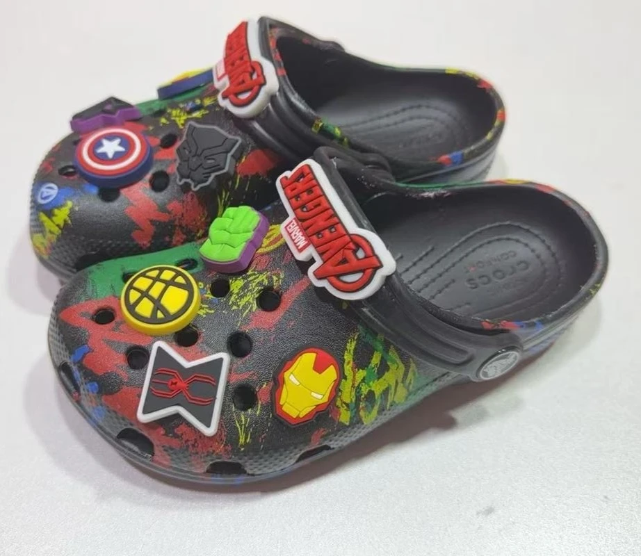 Disney Marvel's The Avengers Anime Slippers children Kawaii Hole Sandals Eva Beach Breathable Shoes Outdoor Non Slip Comfort