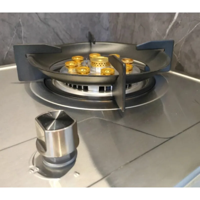 Fornello a gas da incasso 2 fuochi Pannello in acciaio inossidabile Design a nove teste Piano cottura a gas Fornello a batteria per cucinare