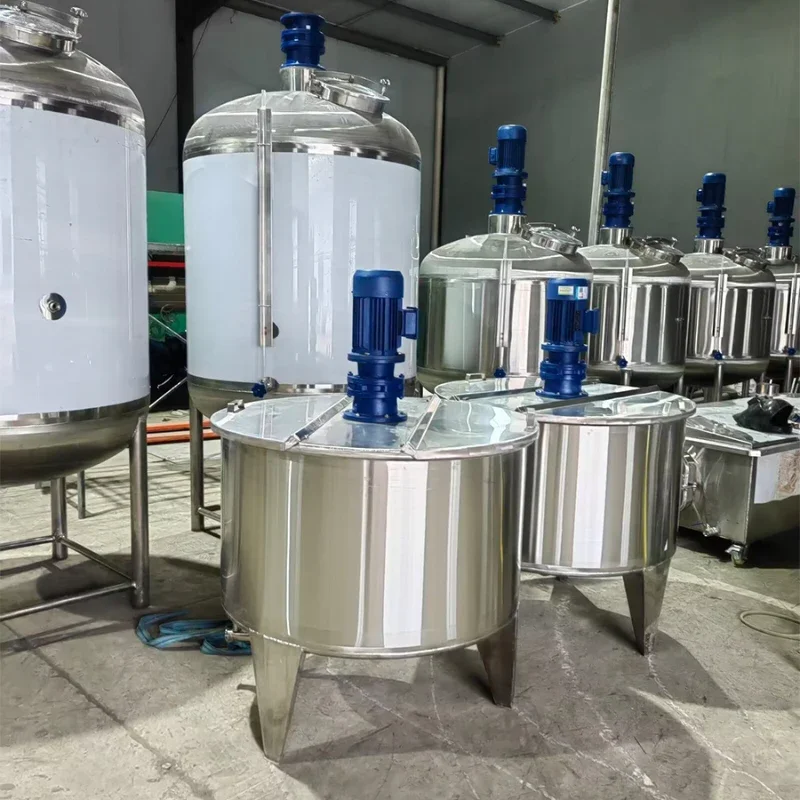 Electric heating stainless steel mixing tank jacket washing dishes washing cosmetics emulsion mixing tank with homogenizer