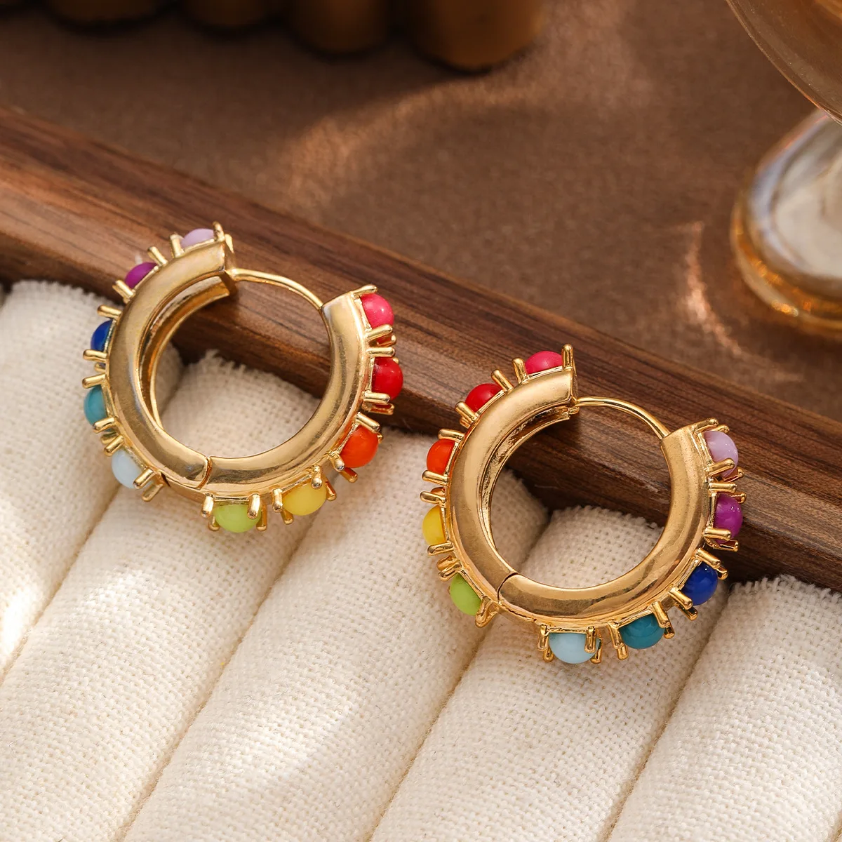 

Candy Contrasting Color Circle Earrings Dopamine New Trendy Earrings Niche Premium Exaggerated Earrings for Women