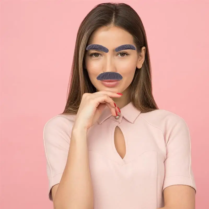 4 ชุด Old Man ปลอมคิ้วและขนมปัง Props ประดิษฐ์หนวดปลอมจําลองขนมปังฮาโลวีนเครื่องแต่งกาย Party อุปกรณ์เสริมสีเทา