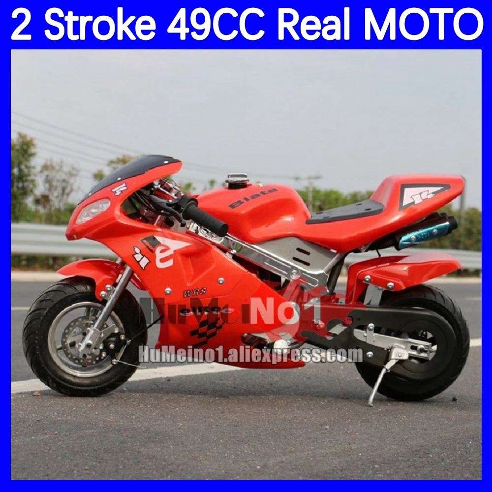 50CC 2 Stroke Gasoline MINI MOTO Real Street Motorcycle For Children Boy Girl Child Student Men Women Sports Racing Pocket Bike