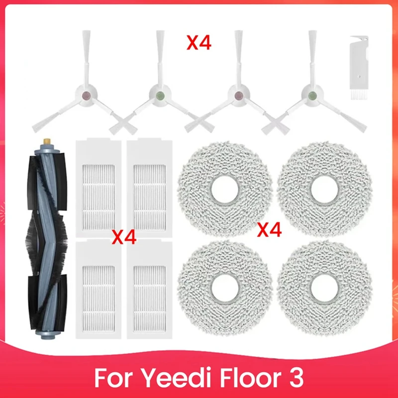 

ABFU-For Yeedi Floor 3 Station Robot Vacuum Cleaner Replacement Parts Accessories Main Side Brush Mop Cloth