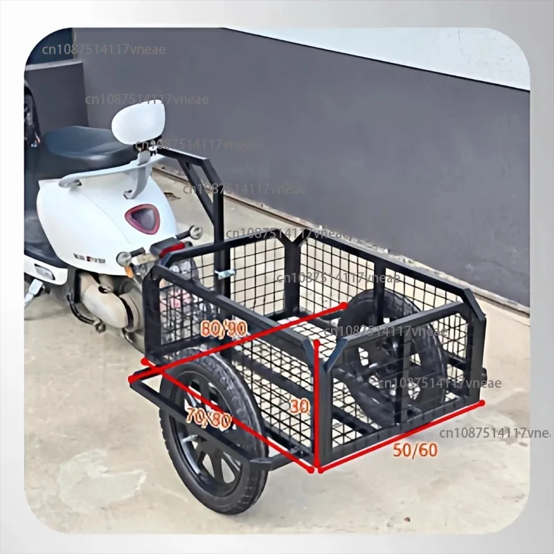 Universal Hitch Cargo Trailer for E-Bike Motorcycle Foldable Small Tow Cart for Camping Fishing Market Stall Hauling Use
