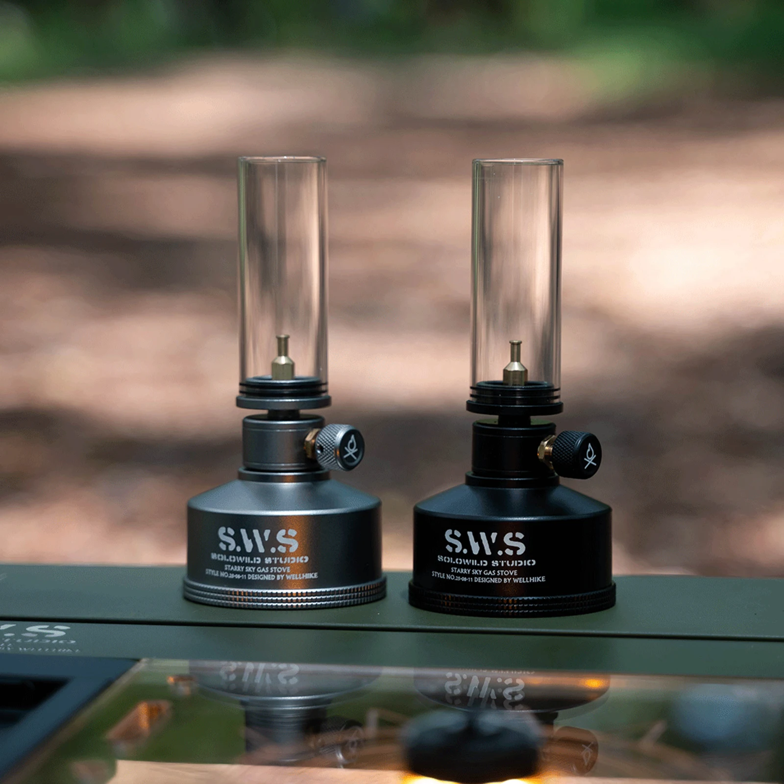 Portable Tent Lantern Glass Lampshade Gas Atmosphere Lamp with Screw On Gas Tank Candle Lantern Energy-saving for Camping Picnic