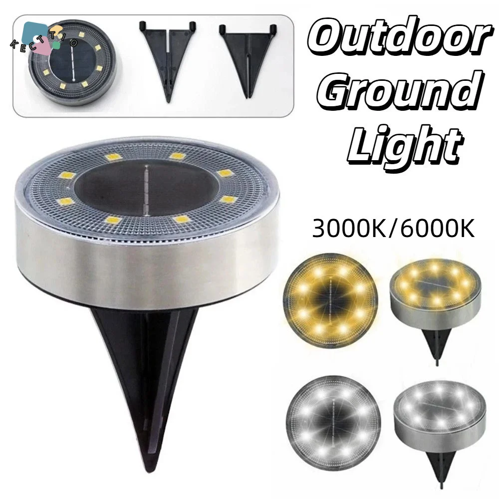 

8 светодиодных уличных солнечных светильников из нержавеющей стали с автоматическим включением/выключением, встраиваемые в грунт, для сада