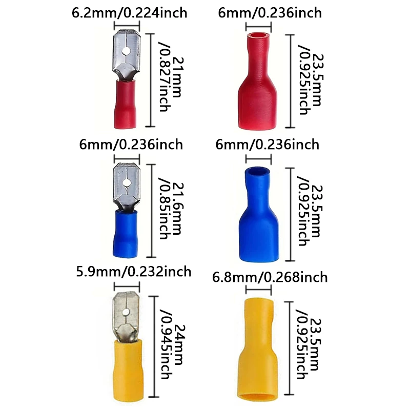 150pcs fully insulated female & male spade connectors, 22-16 16-14 12-10 AWG gauge wire crimp terminal set quick disconnect spli