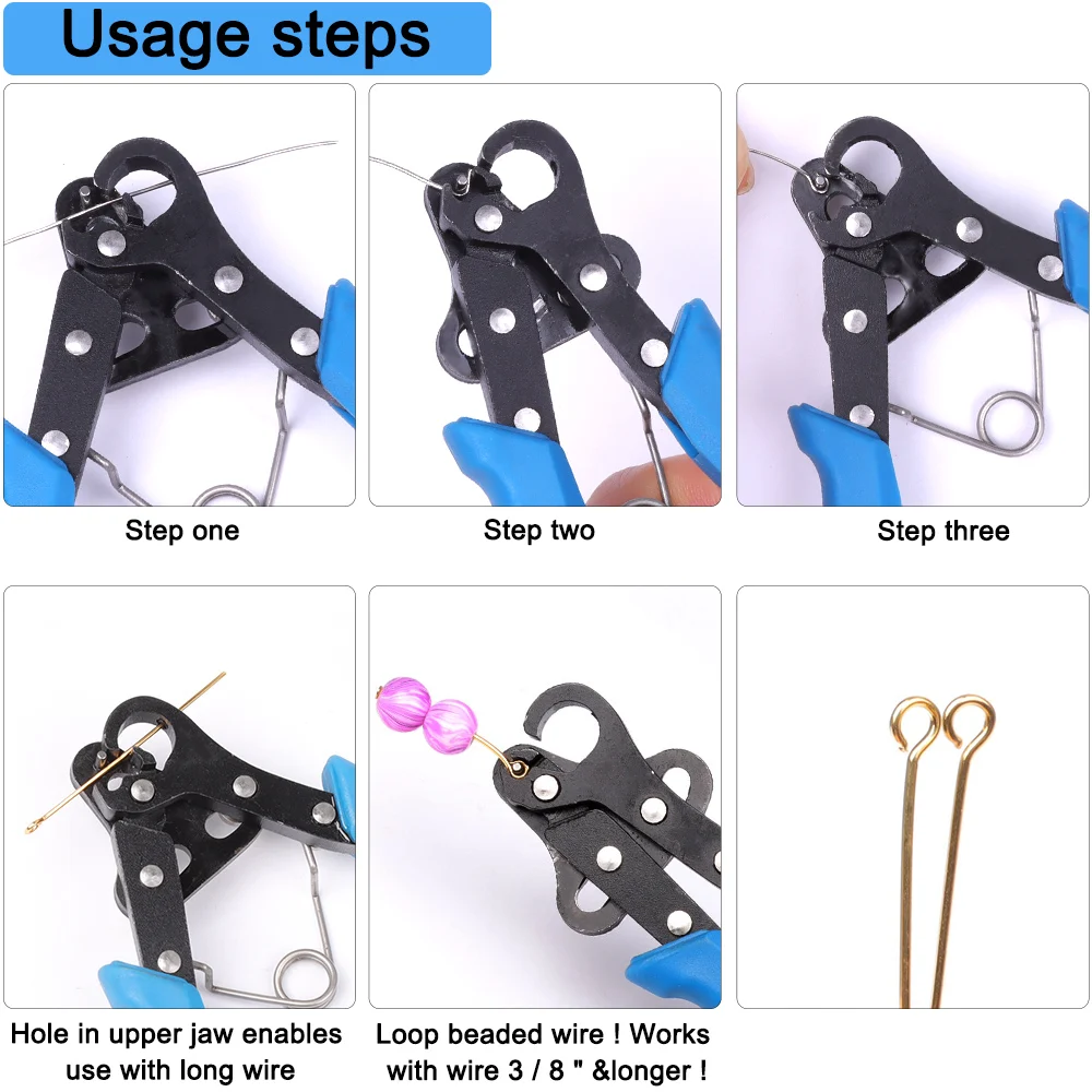 Imagem -04 - Fazer Jóias Kit Ferramentas Looping Alicate Fio de Cobre Bending String Alicate Nariz Redondo Faça Você Mesmo Pulseira Suprimentos Conjunto