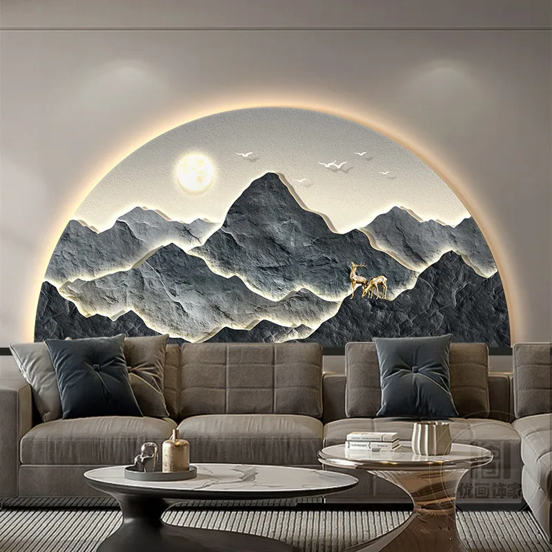 Flowing water generates wealth, living room decoration painting, sofa background wall, highend feeling, luminous wall lamp paint