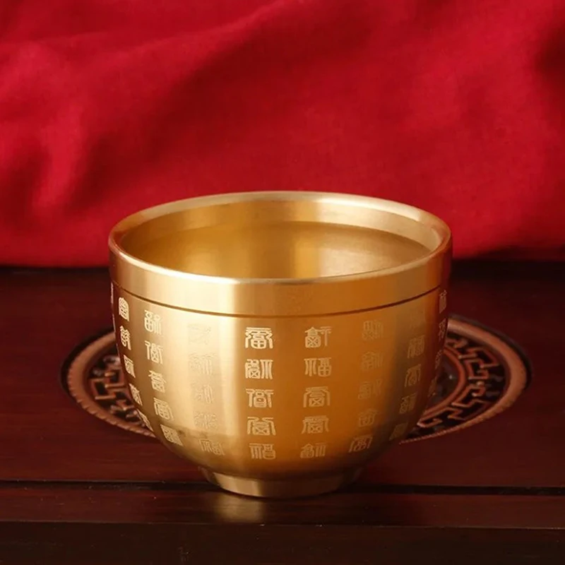 Feng Shui Treasure Bowl Vat Brass Copper Offering Bowl Small Serving Dessert Bowls Wealth Figurine Attract Wealth and Good Luck