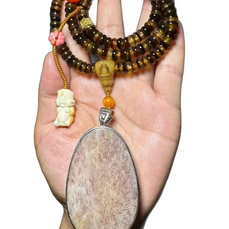 Gold and silver thirteen-scale Buddha bead necklace, multi-strand bracelet with water drop pendant, clear bone carving patt