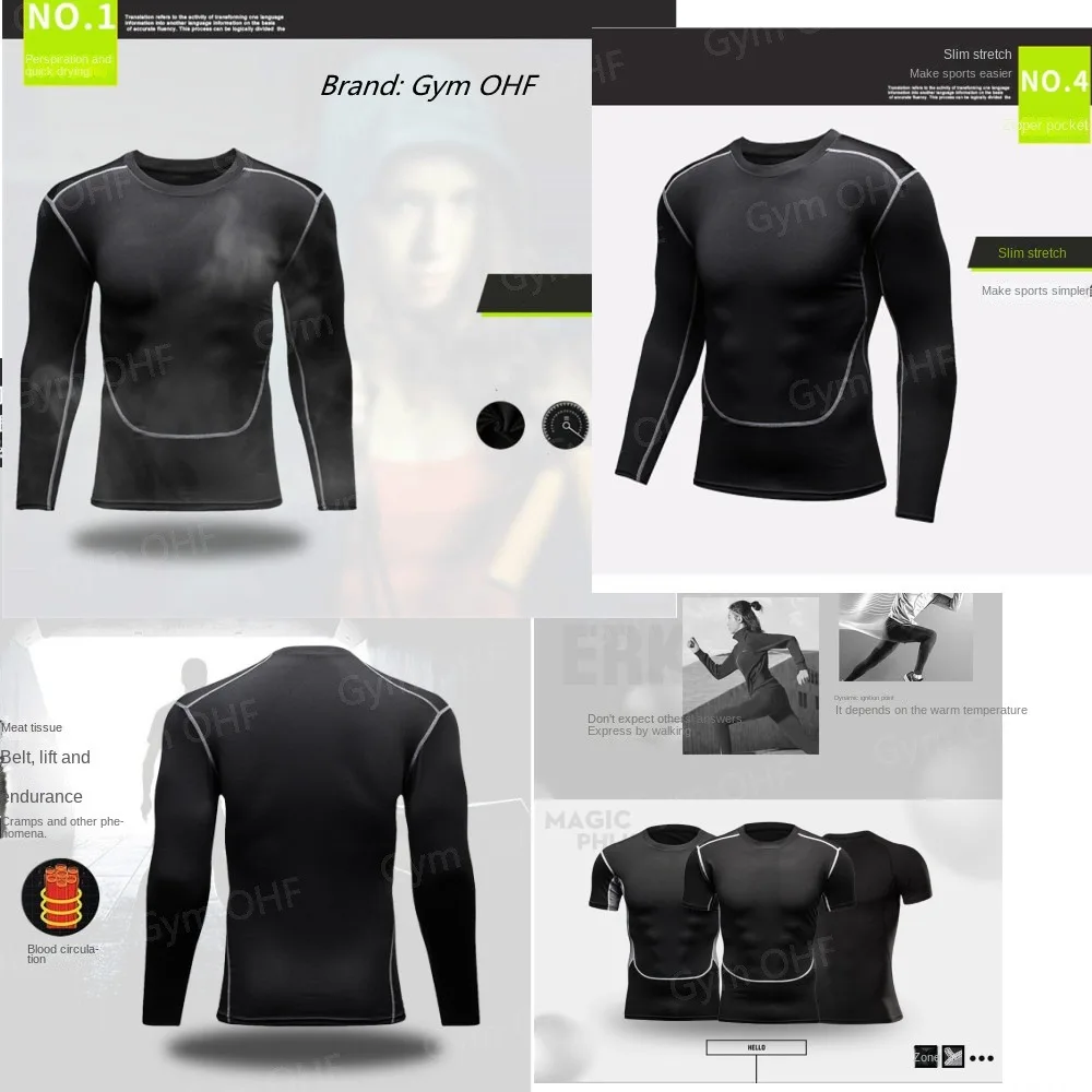 Spinne Kompression Shirt Herren Rashguard Fitness Für Männer Gym Sport T-Shirt Laufen Sweatshirt Outdoor Bergsteigen Training – Detail 26