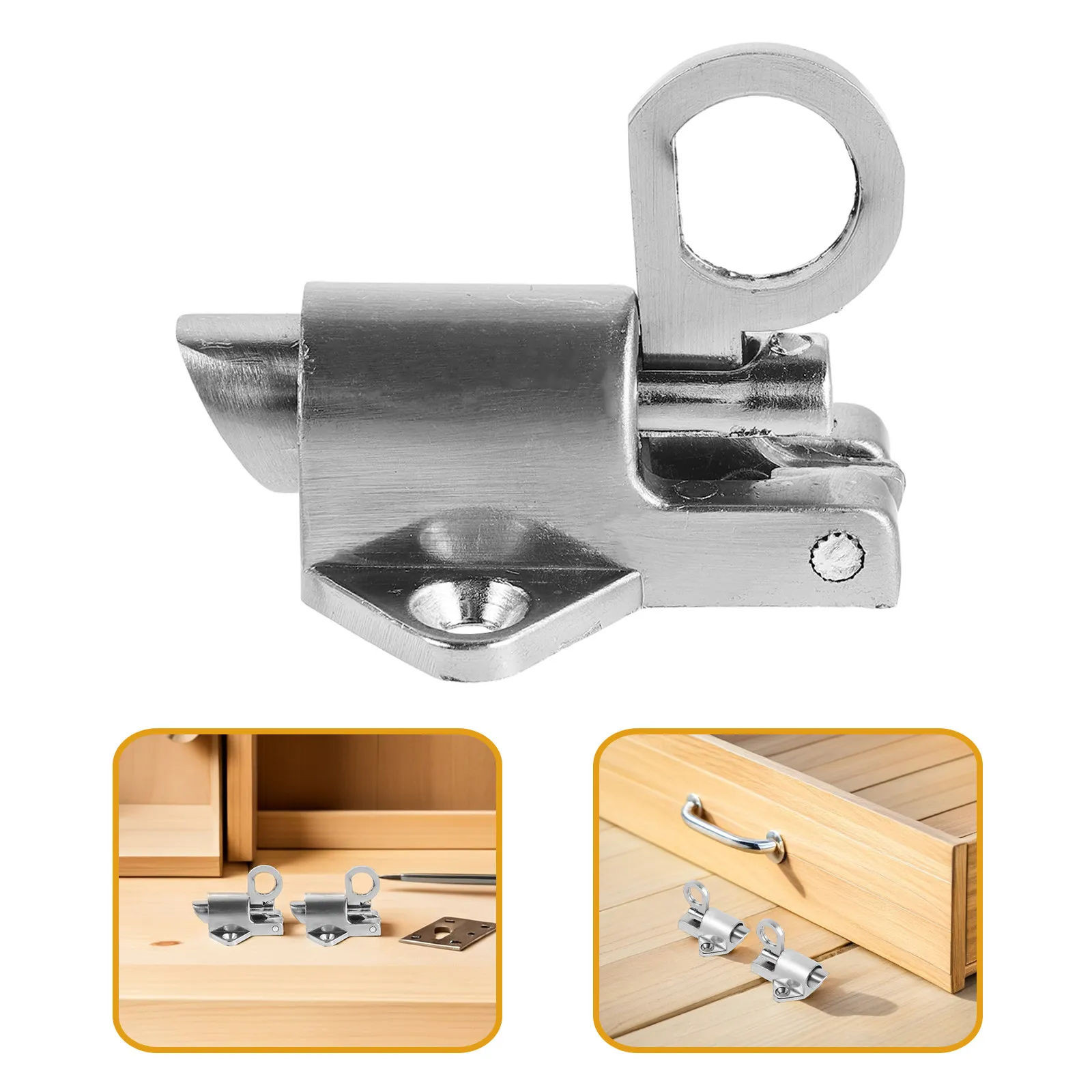 

2 Pcs Attic Door Latch Heavy Duty Self Closing Automatic Bolt With Screws For Window Gate Pull Ring Spring Bounce Resilient