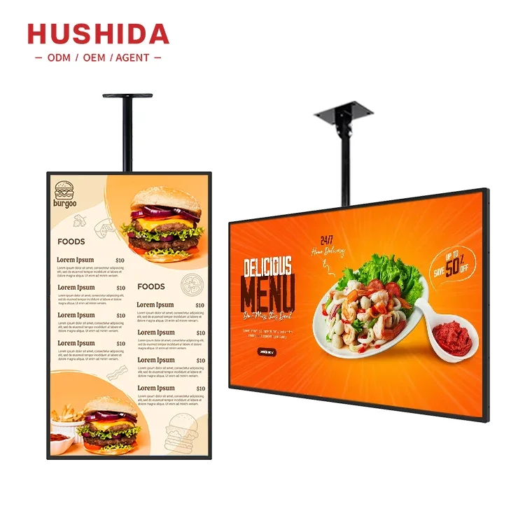 32 43 50 55 Inch Ultra Narrow Edge Android Windows Lcd Wall Mounted Digital Menu Boards For Restaurants