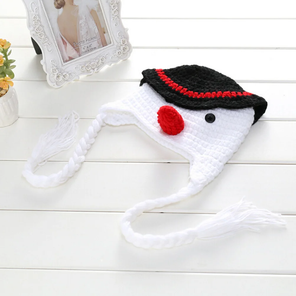 

Baby Snowman Hat Crochet Knitted Cap Warm Soft Woolen Yarn Winter Baby Photography Prop Snowman Hat Caps Crochet Knitted Cap