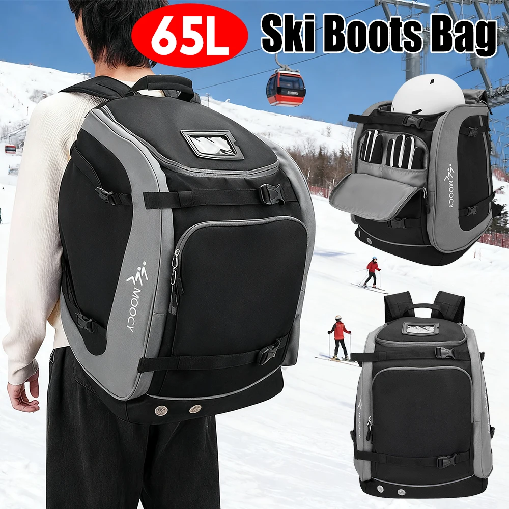 65L Ski Backpack Boot Bag Unisex Large Capacity Carrying Bag Waterproof Helmet Clothing Rucksack For Outdoor Hiking Skiing New