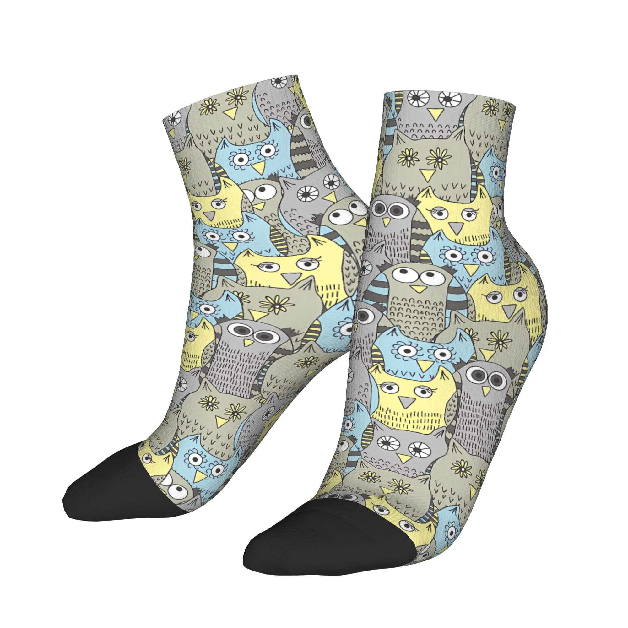 

Gray Pastel Owl Socks Summer Ankle Socks Casual Men High Quality Socks Custom Cycling Non Slip Socks