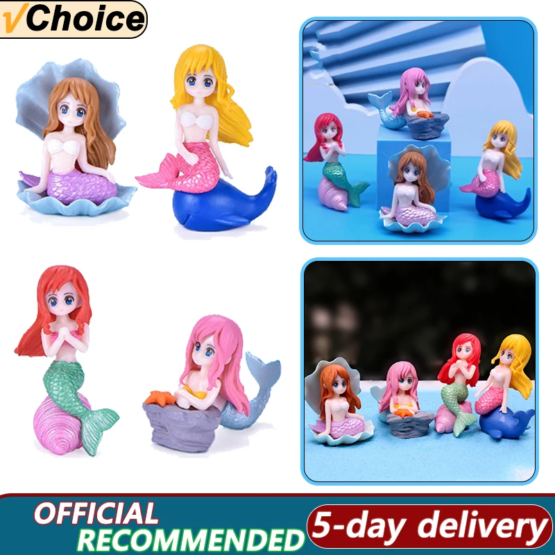 Aquarium Decoration Plastic Fish Tank Little Mermaid Ornament Miniature Figurines DIY Cake Decor Desk Craft Accessories