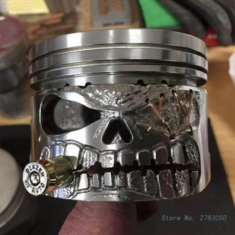 Halloween Party Realistic Sculpture Carving Piston Skull Face Figurine Skull Man Head Statue