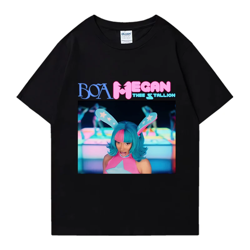 Megan Thee Stallion New song BOA print short sleeve T shirt 2024 Men Women Hip Hop Fashion streetwear Unisex 100% Cotton Tops