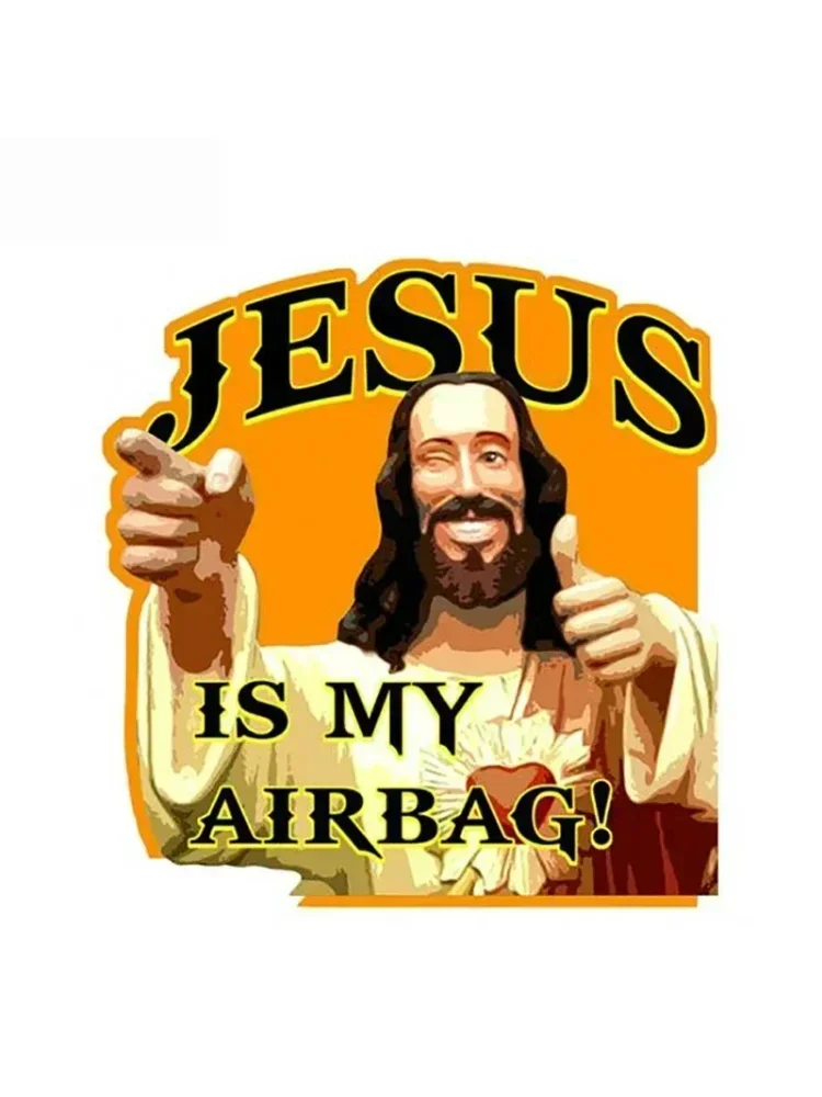 Autocollant de personnalité jésus est mon Airbag pour voiture, autocollant imperméable et résistant à l'usure, valise pour ordinateur portable, guitare, camion, accessoires en PVC