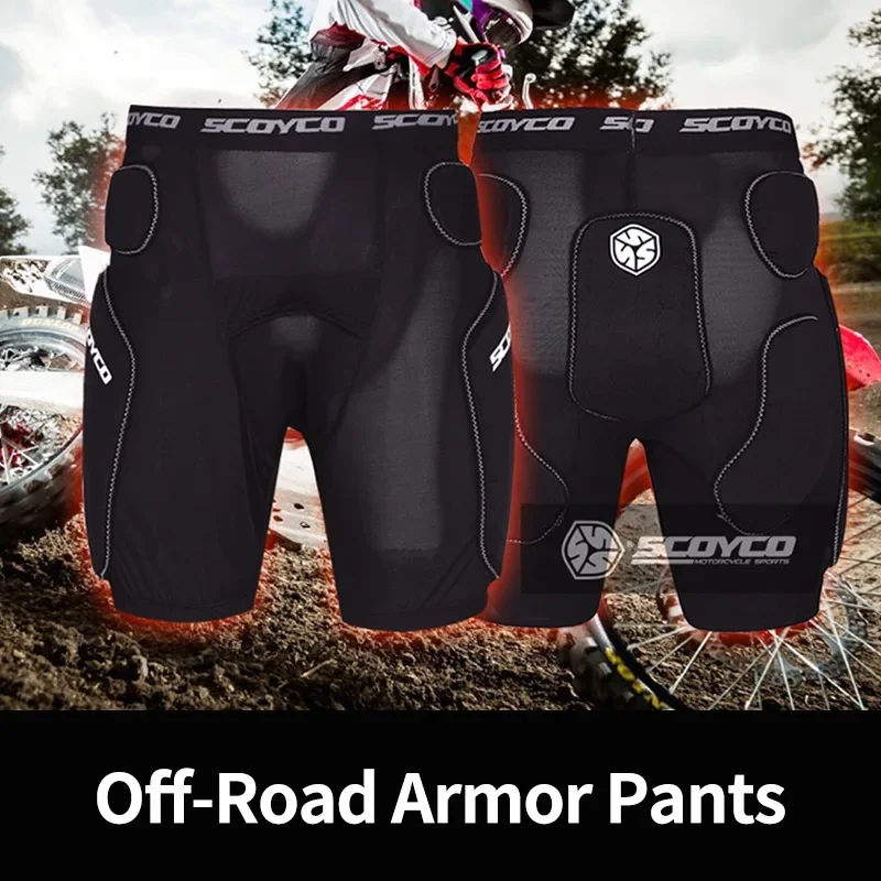 Scoyco Motorcycle Bicycle Riding Pants Breathable Anti-Drop Shorts Off-Road Built-In Soft Protective Gear Bike Short Pants