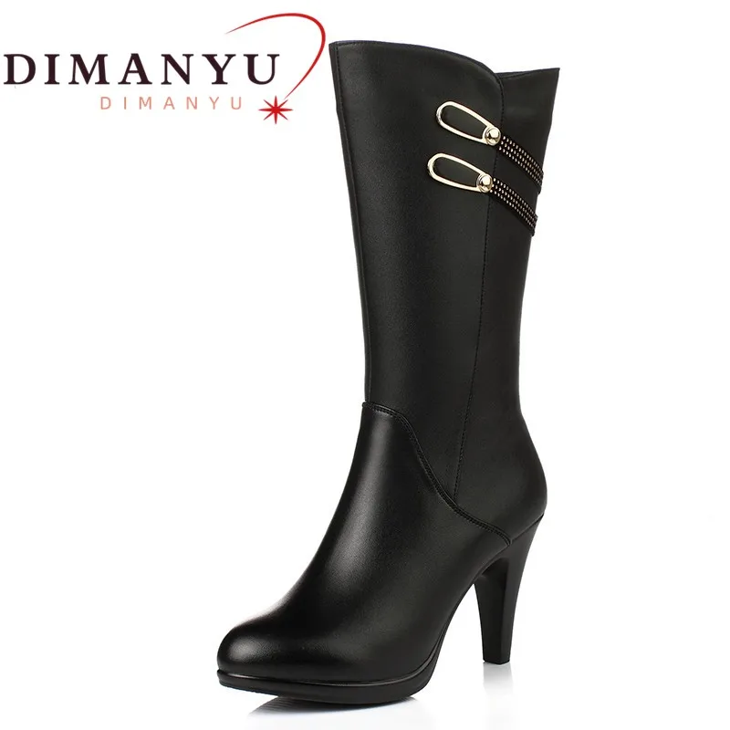 

DIMANYU Long Boots Women High Heel 2024 Latest Genuine Leather Women Dress Boots Fashion Stiletto Warm Winter Boots Female