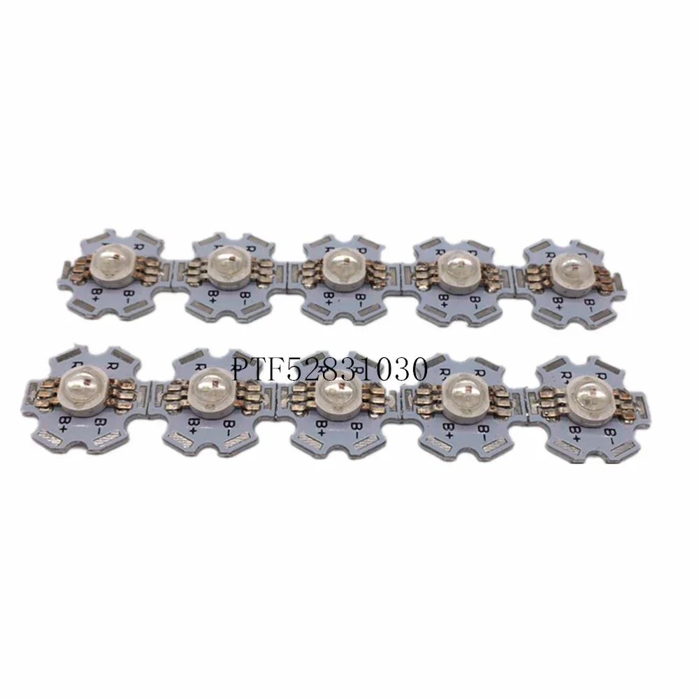 10pcs 3W RGB cor 6pin LED chip peça de lâmpada de luz LED com base de estrela de 20 mm