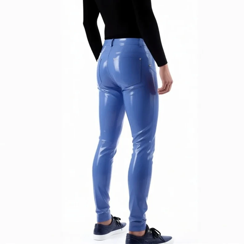 

Men's Front Zip Latex Pants Jean Rubber Leggings Handmade With Pocket Customized Custom Color