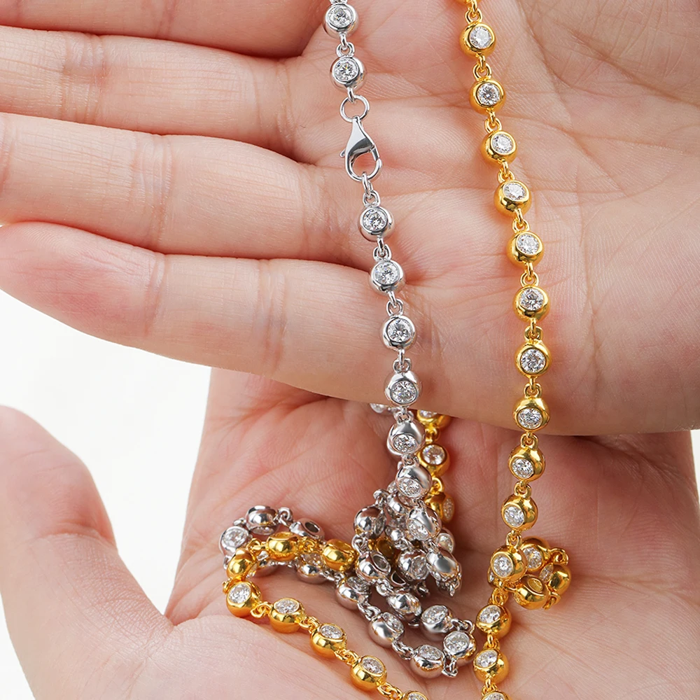 MUXIFC Bubble Full Moissanite Tennis Necklace 925 Sterling Silver Plated 18k Hip Hop Chain for Women GRA Certified Fine Jewelry