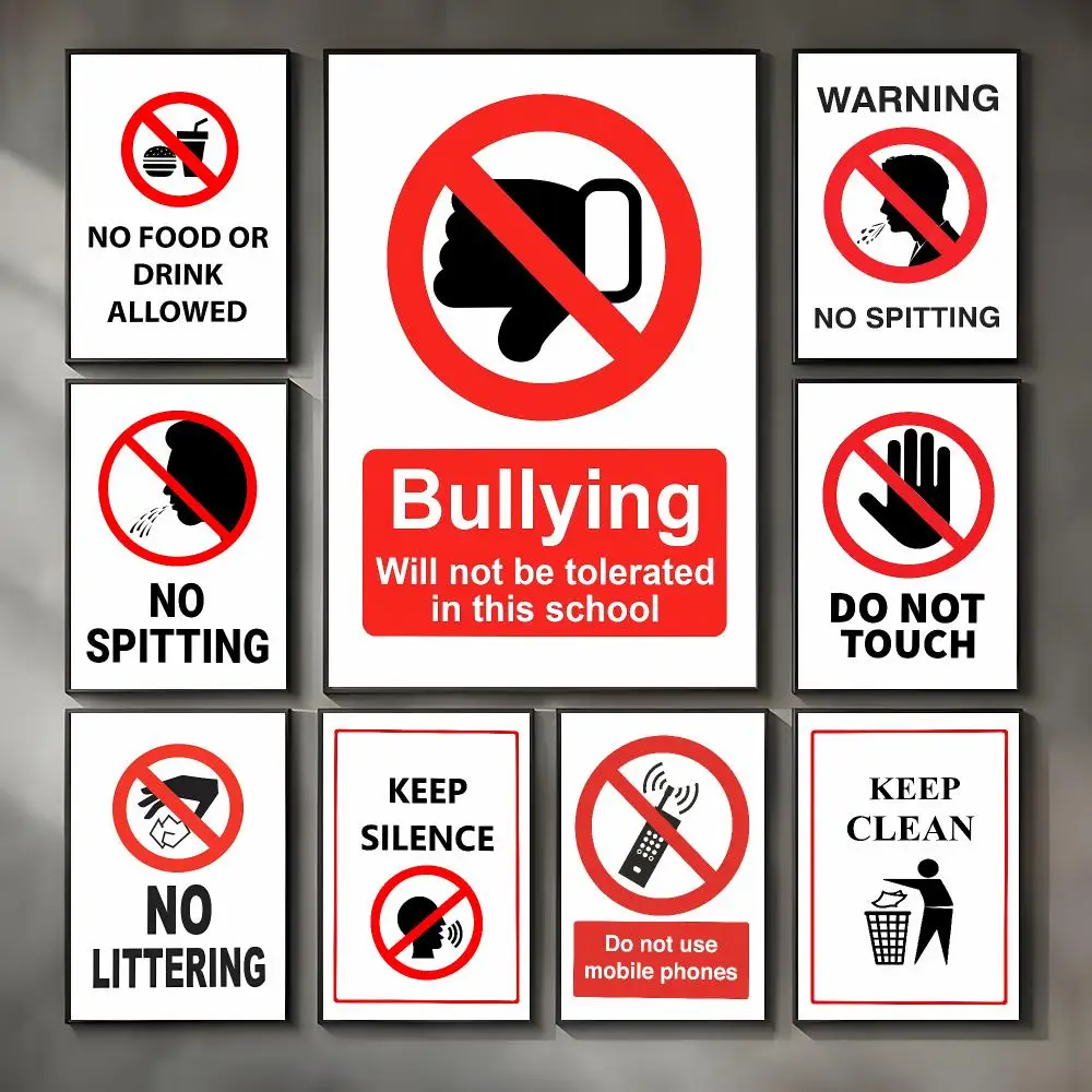 Minimal Safety Symbol P-Prohibition Signs Poster Modern Interior Wall Decor & Trendy Home Highlights