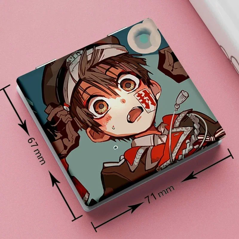 7x6cm Toiletgebonden Hanako-kun Opvouwbare dubbelzijdige make-upspiegel Draagbare reizen Anime Leuke meisjes Kinderen Vergrootglas Vierkant