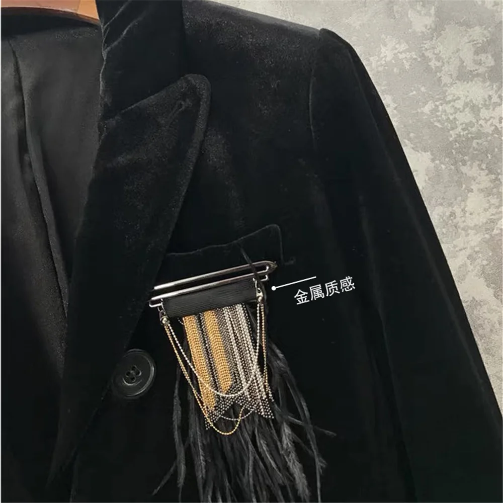 

Стильная брошь с бисерной цепочкой для женских костюмов и пальто, универсальный аксессуар