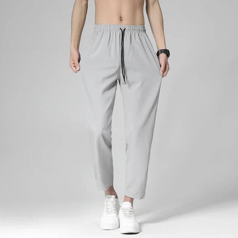 

Pop Pants Men's Korean Style Trendy Versatile Cropped Pants Straight Leg Summer Ins Trendy Brand Fashionable Elastic Waist