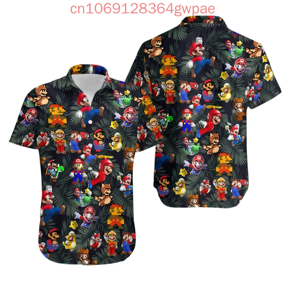 

Гавайская рубашка Super Mario Bowser, мужская и женская детская рубашка с коротким рукавом, летняя повседневная пляжная рубашка для отдыха, модная уличная одежда