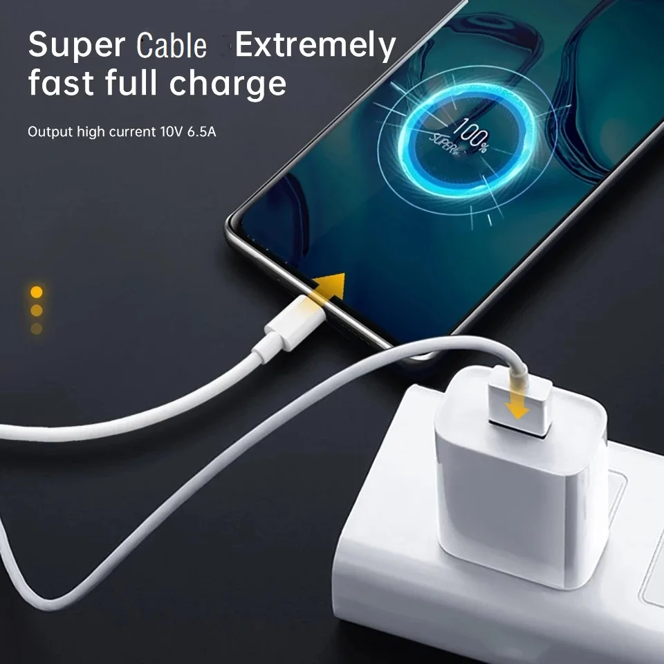 Pour Realme Original Type C câble câbles de téléphone 65w 80W 6.5A Charge Super rapide Super Dart Vooc Realme 7 8 8i 9pro 9i 6 X50 GT GT2