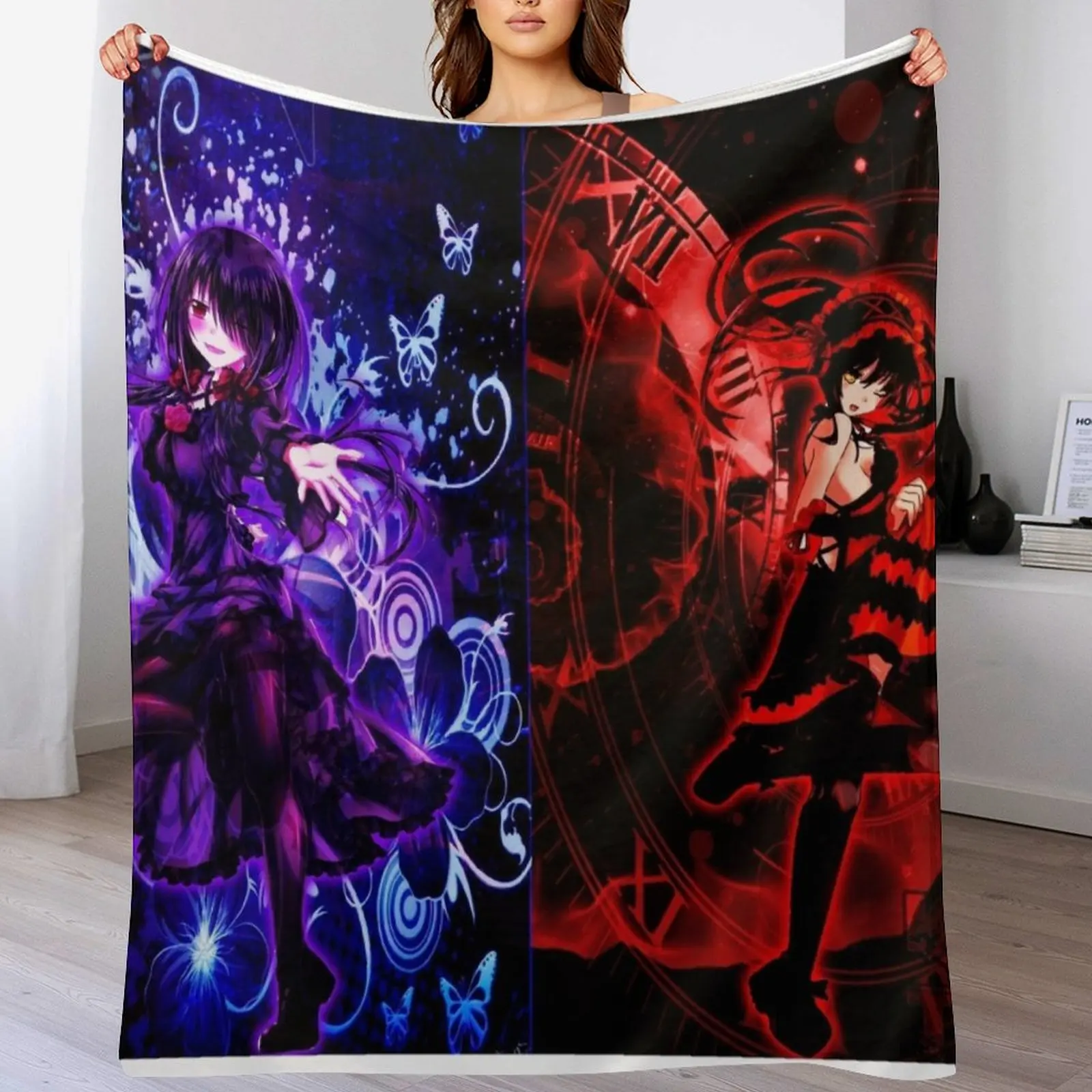 Kurumi Tokisaki - Yandere Throw Blanket warm for winter Bed Luxury Throw Blankets