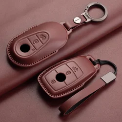 Car Key Fob Shell For Mercedes Benz A C E S G Class CLE CLA GLC W177 W205 W213 W222 X167 AMG Leather Car Remote Key Case Cover