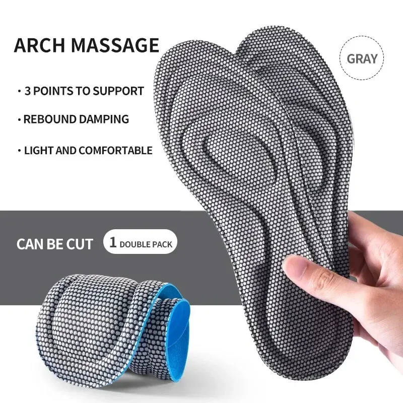 1pair Unisex Sport Shoe Insoles, Massage, Breathable, Sweat-Absorbent, Comfortable Shoe Accessories For Running