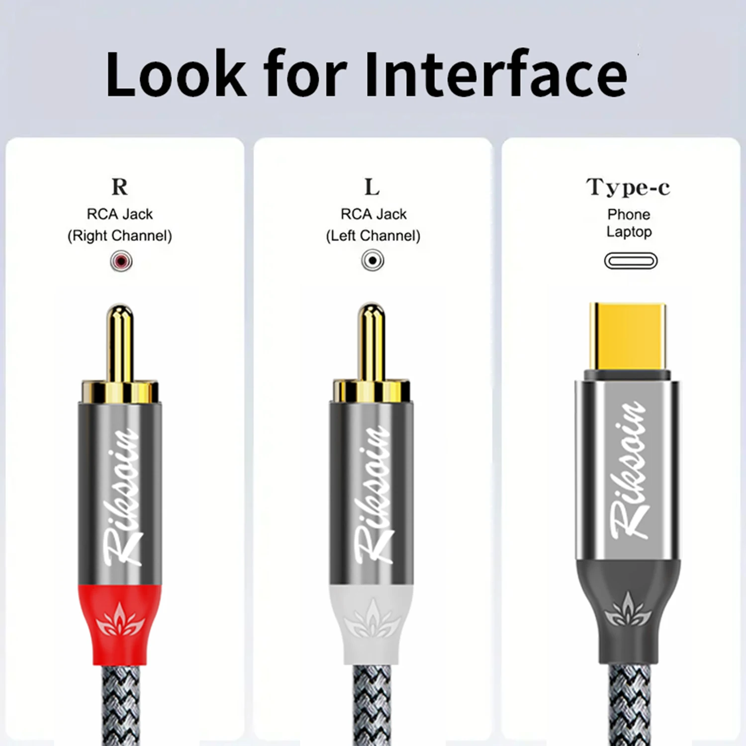 USB C to 2RCA Stereo Cable Y Splitter Adapter Audio Cable Hi-Fi Sound RCA Stereo Connector for Cell Phone MP3 Specker Laptop view 4