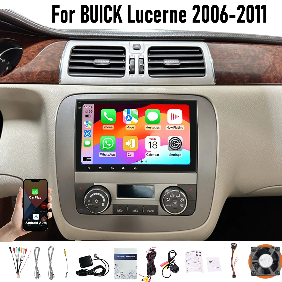 

8“ Wireless CarPlay Android auto 6-128GB (8CORE) For BUICK Lucerne 2006-2011 Screen Android15 Head Unit GPS Navigation Radio